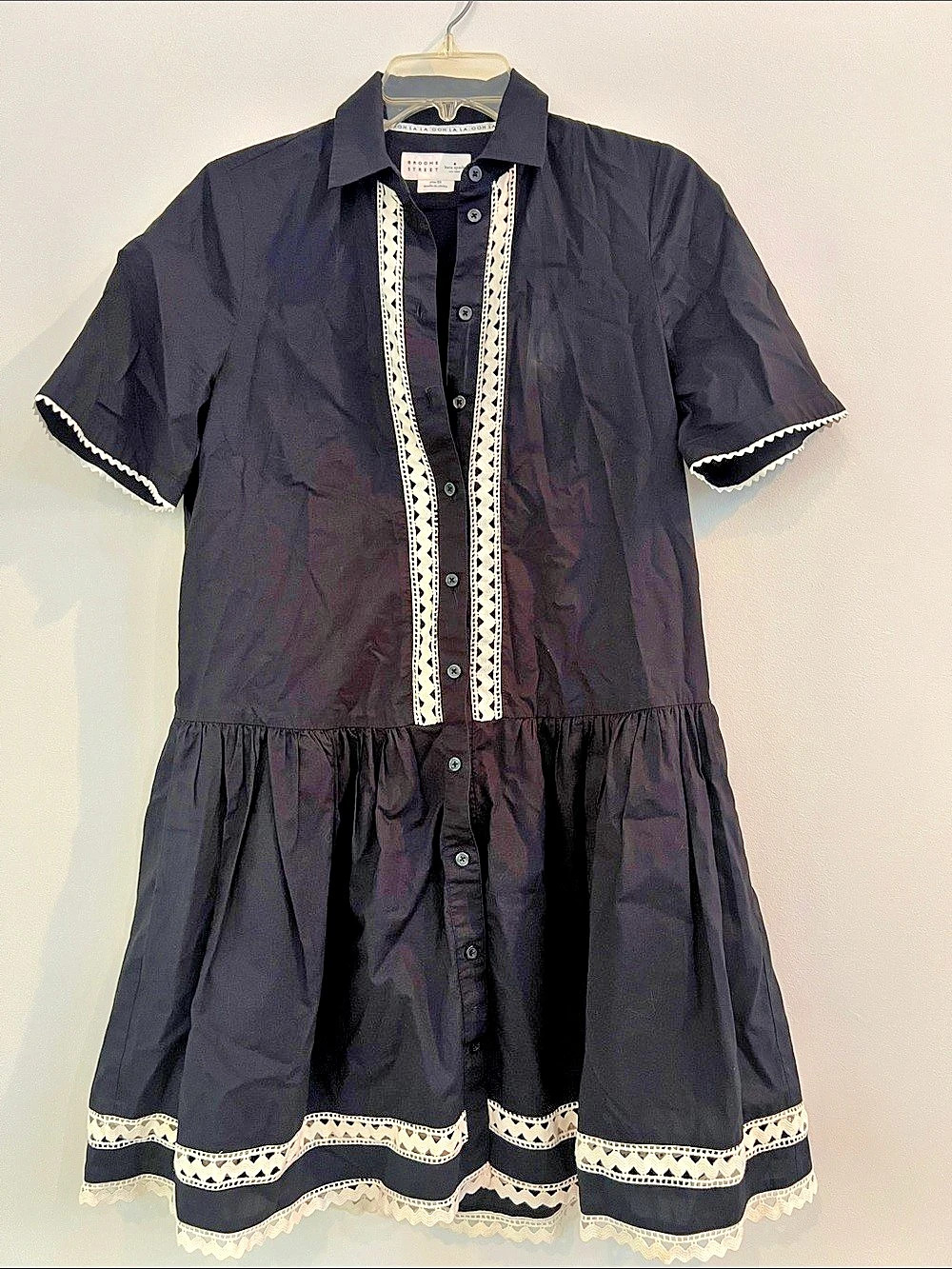 Kate Spade Broome Street Black Mini Shirt Dress Size XS
